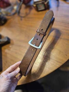 Cavender's Men’s Brown Leather Belt with Silver Buckle 32